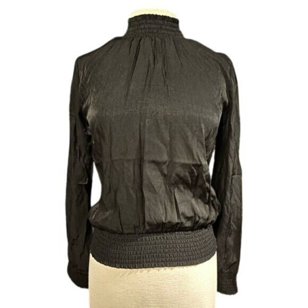 Bobi Black Revolve Blouse W/Ruffled Shoulders & Elastic Waist Black Size S